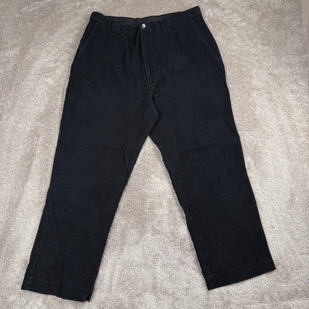 Retro Haggar Black Fine Wale Corduroy Casual Trousers Pants Size 34x26